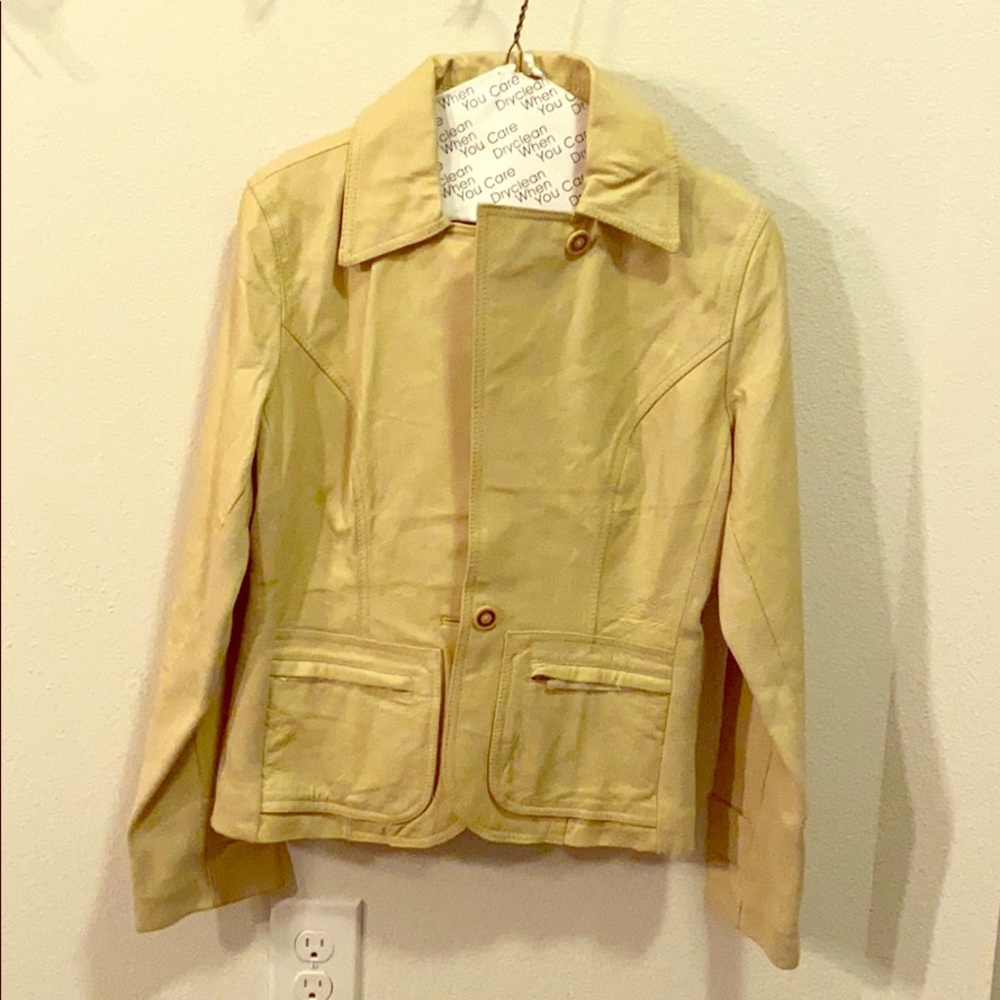 Metro Style, genuine leather, tan jacket